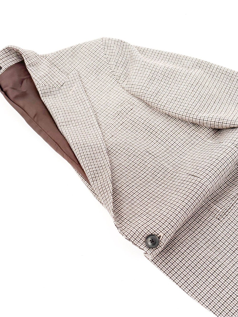 NEW Reiss Men's Plaid Cotton - Wool Houndstooth Blazer Beige Brown 38R Jacket - Picture 14 of 16